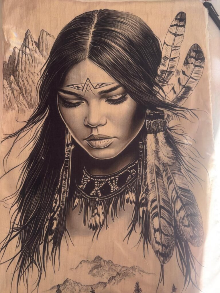 Native American Woman Portrait Laser Digital Patches