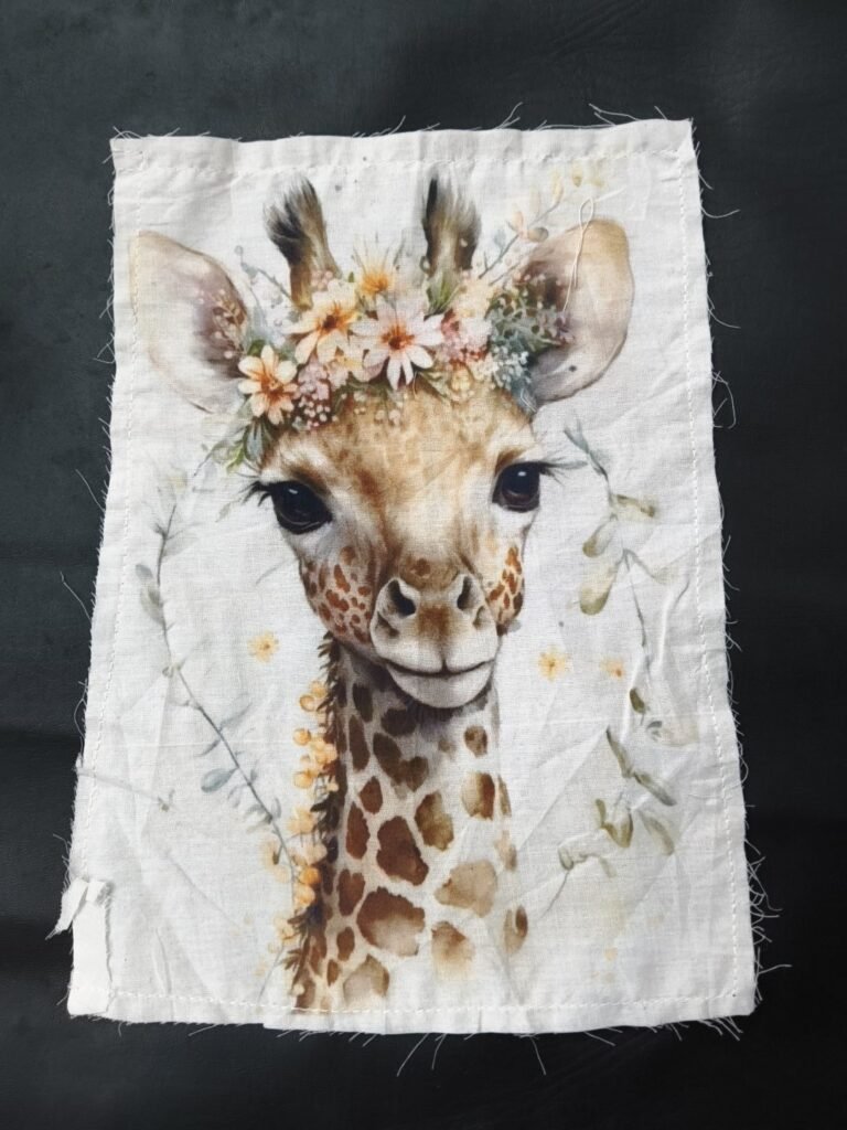 Giraffe Artwork Print Cotton Fabric Sew on Patchess