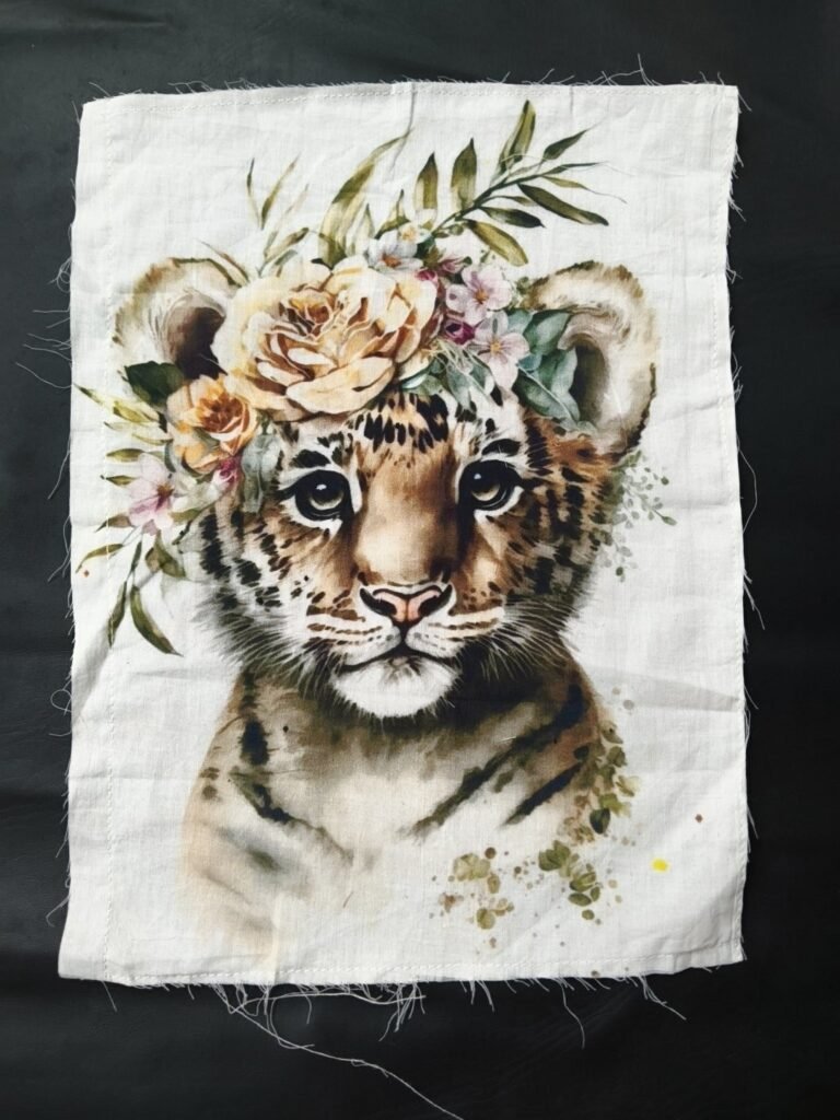 Lion Cub Artwork Print Cotton Fabric Sew on Patchess
