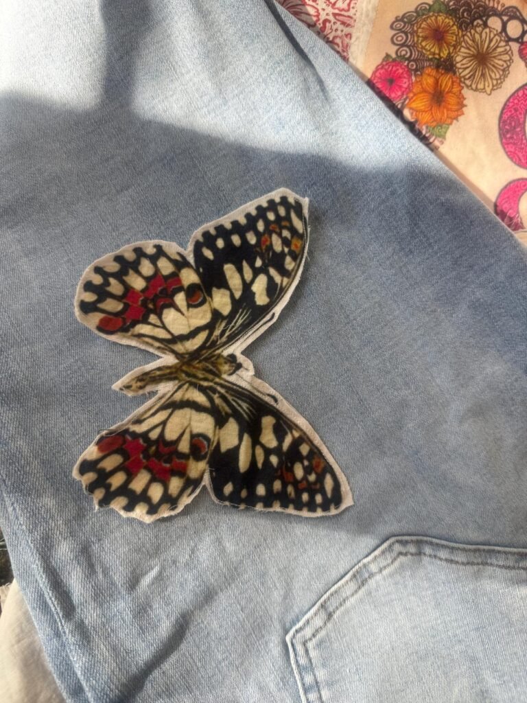 Butterfly Print Cotton Fabric Sew On Patch